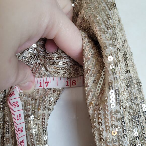 Lauren Ralph Lauren Bowen gold sequin long sleeve midi dress Size 4 glam fairy - Picture 10 of 12